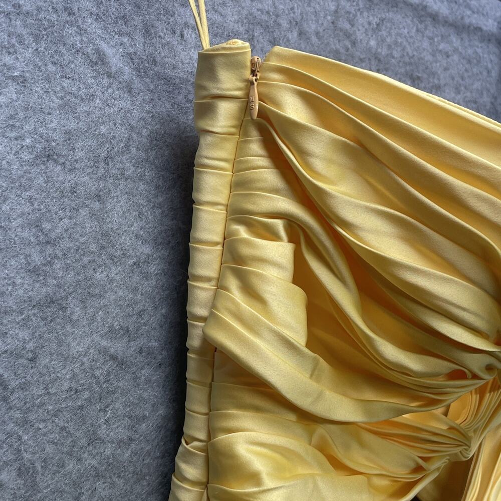 NWT Stolen Studios 3 Carats Bustier Yellow Gold Satin Cut Out Wrap Top XS Drape - Picture 4 of 10